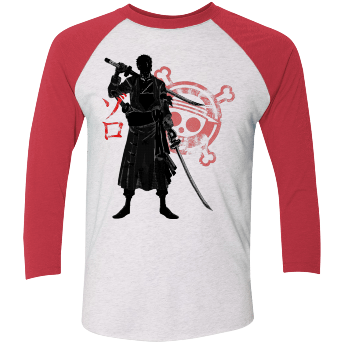 T-Shirts Heather White/Vintage Red / X-Small Pirate Hunter (2) Men's Triblend 3/4 Sleeve