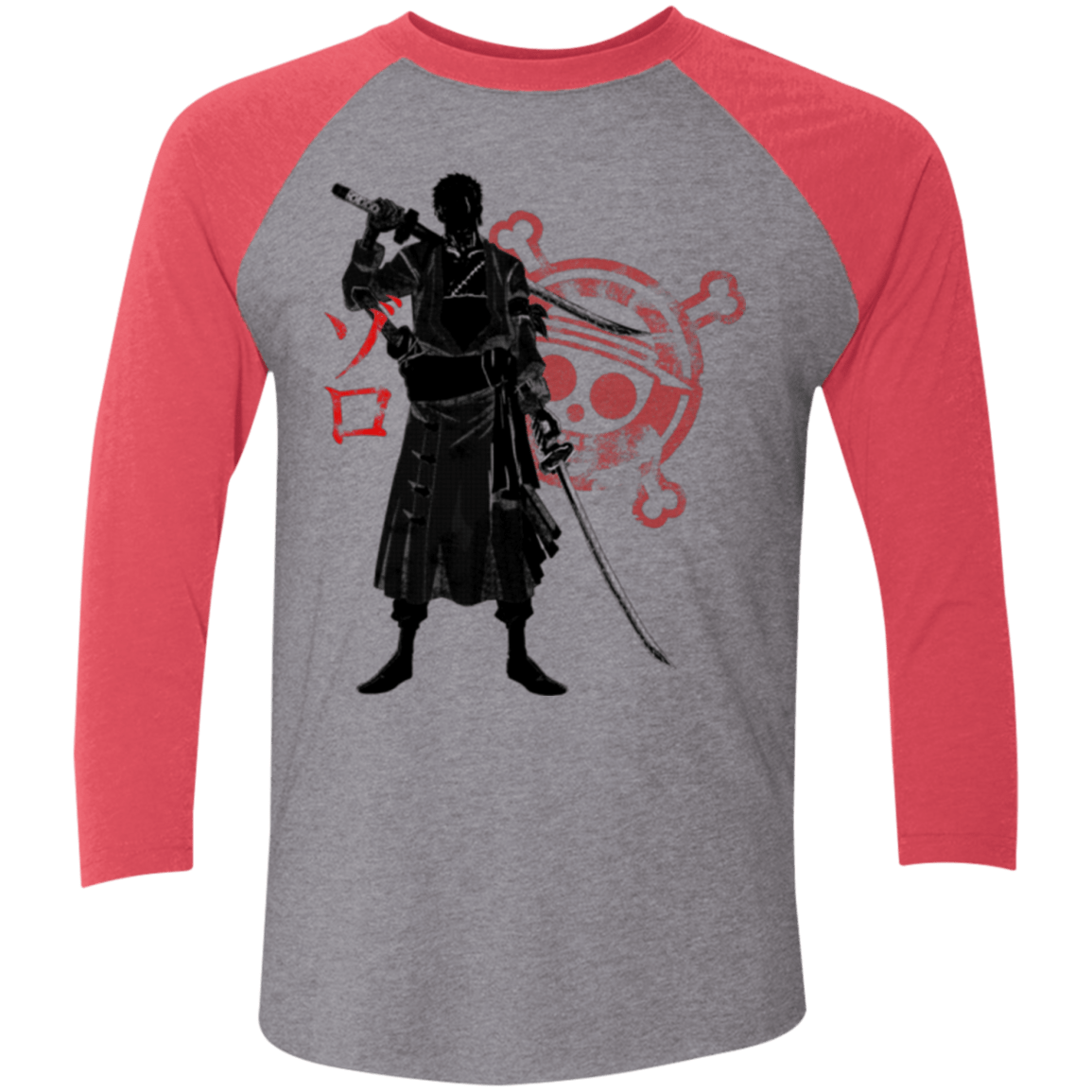 T-Shirts Premium Heather/ Vintage Red / X-Small Pirate Hunter (2) Men's Triblend 3/4 Sleeve