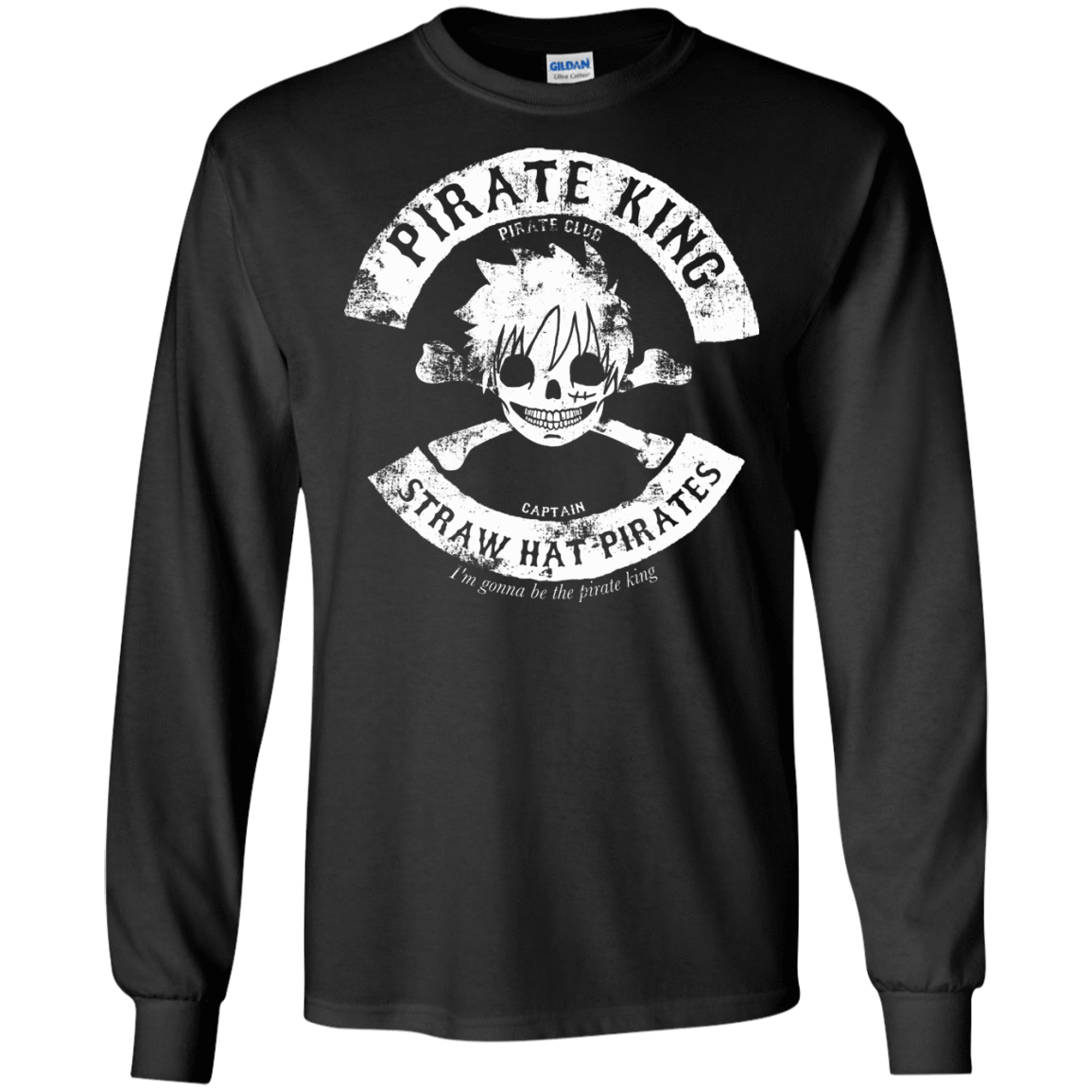 T-Shirts Black / S Pirate King Skull Men's Long Sleeve T-Shirt