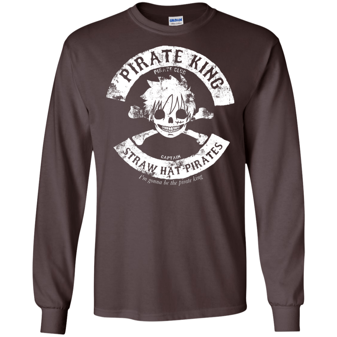 T-Shirts Dark Chocolate / S Pirate King Skull Men's Long Sleeve T-Shirt