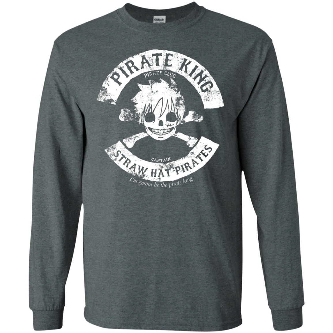 T-Shirts Dark Heather / S Pirate King Skull Men's Long Sleeve T-Shirt