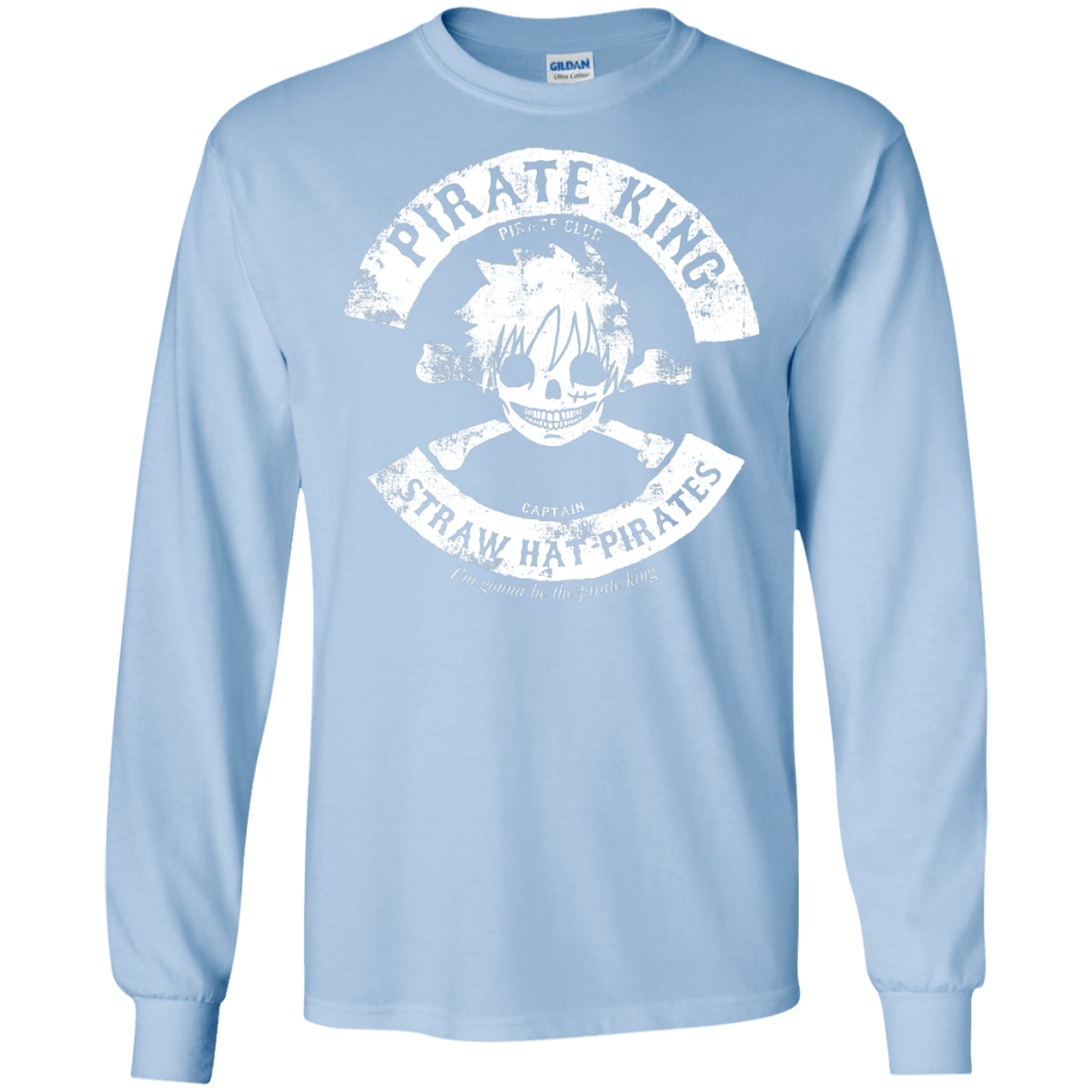 T-Shirts Light Blue / S Pirate King Skull Men's Long Sleeve T-Shirt