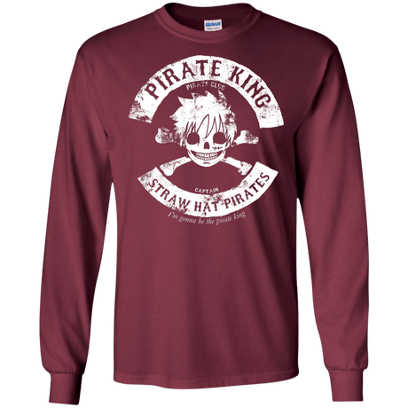 T-Shirts Maroon / S Pirate King Skull Men's Long Sleeve T-Shirt