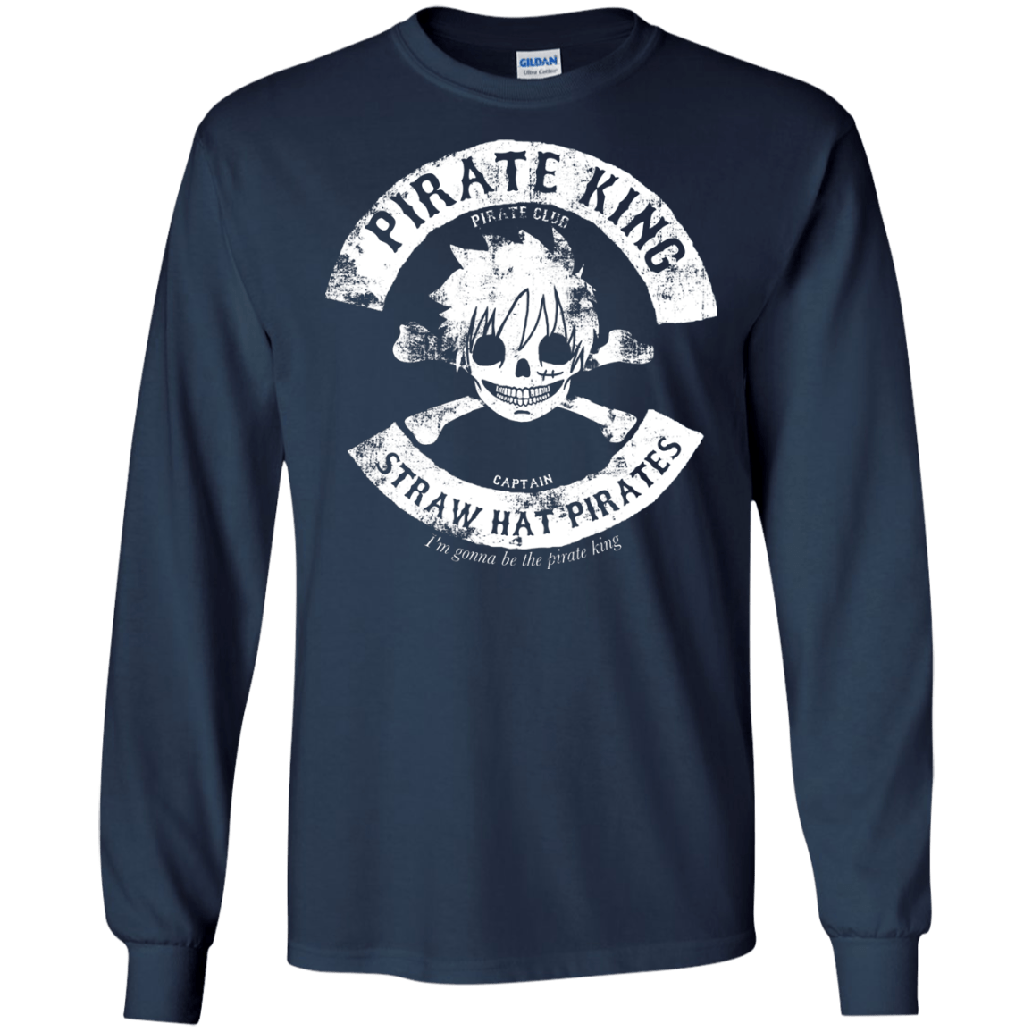 T-Shirts Navy / S Pirate King Skull Men's Long Sleeve T-Shirt