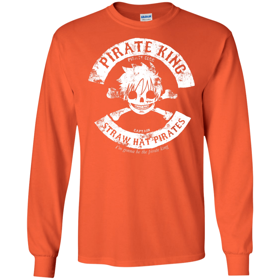 T-Shirts Orange / S Pirate King Skull Men's Long Sleeve T-Shirt