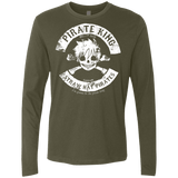 T-Shirts Military Green / S Pirate King Skull Men's Premium Long Sleeve