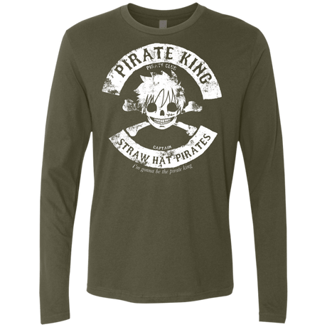 T-Shirts Military Green / S Pirate King Skull Men's Premium Long Sleeve