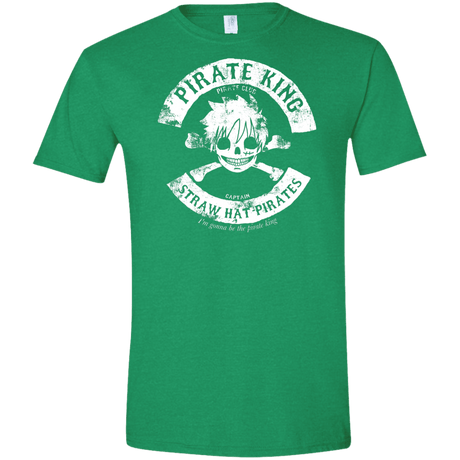 T-Shirts Heather Irish Green / S Pirate King Skull Men's Semi-Fitted Softstyle