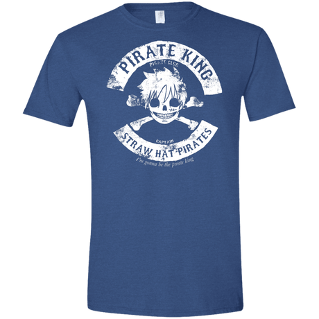 T-Shirts Heather Royal / X-Small Pirate King Skull Men's Semi-Fitted Softstyle