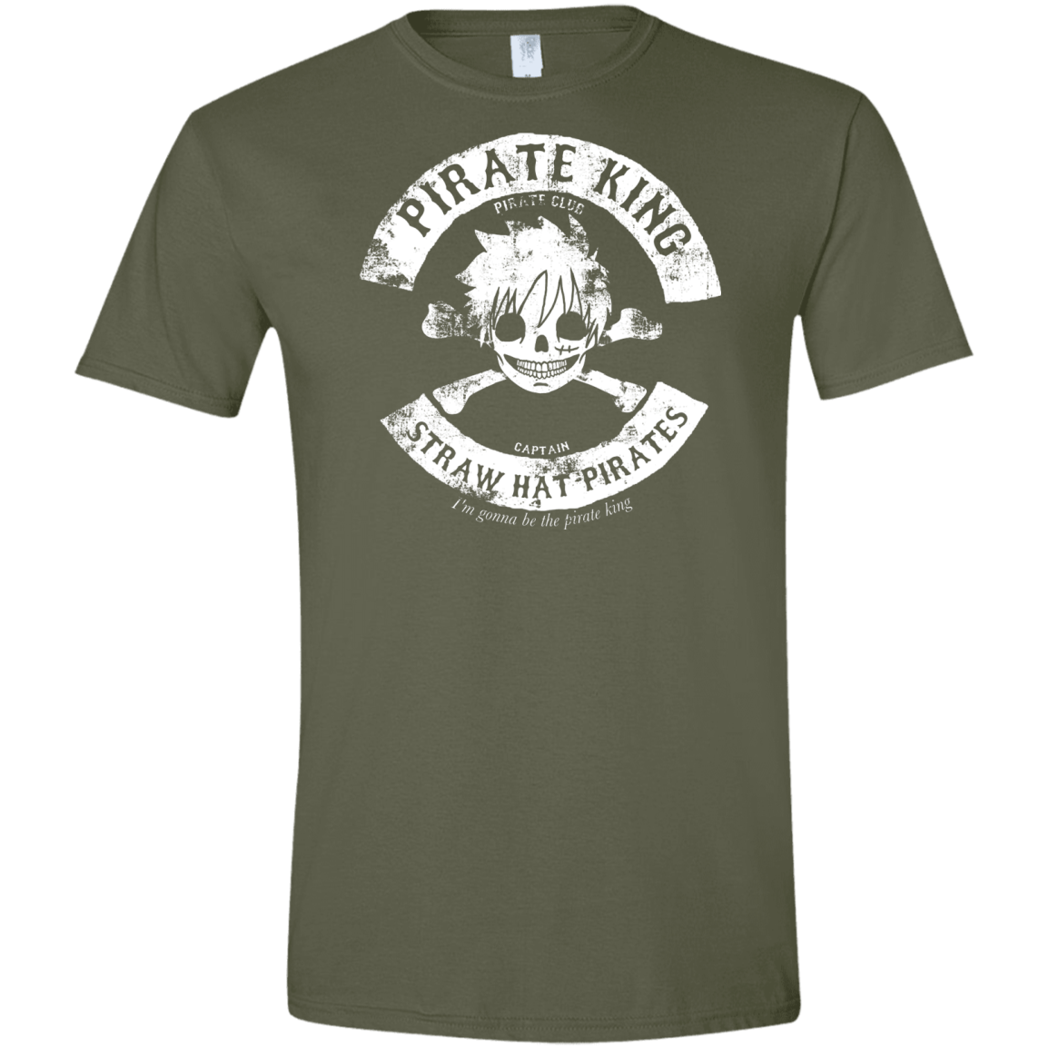 T-Shirts Military Green / S Pirate King Skull Men's Semi-Fitted Softstyle