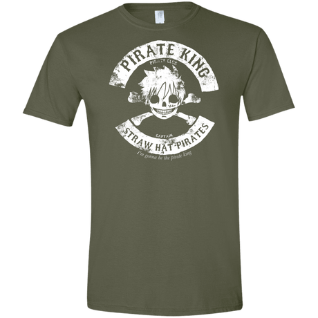T-Shirts Military Green / S Pirate King Skull Men's Semi-Fitted Softstyle