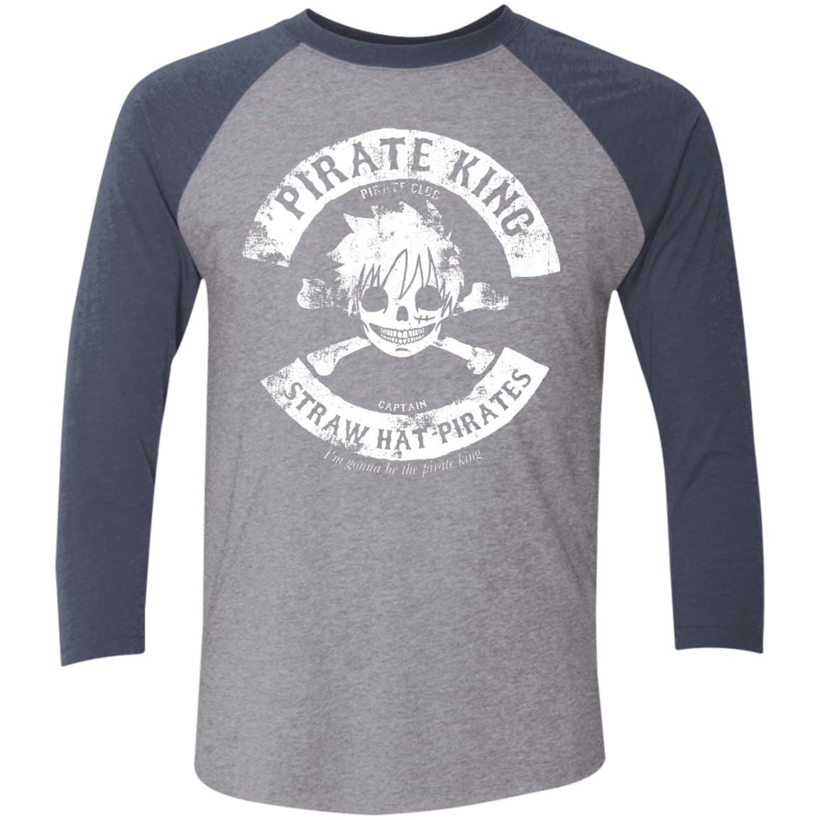 T-Shirts Premium Heather/Vintage Navy / X-Small Pirate King Skull Men's Triblend 3/4 Sleeve