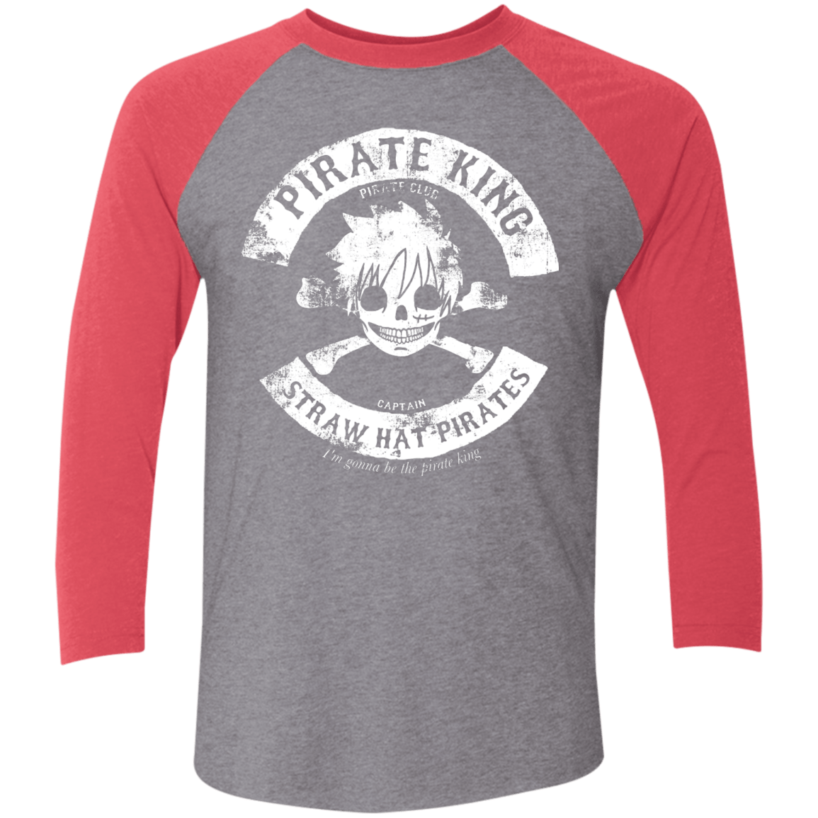 T-Shirts Premium Heather/Vintage Red / X-Small Pirate King Skull Men's Triblend 3/4 Sleeve