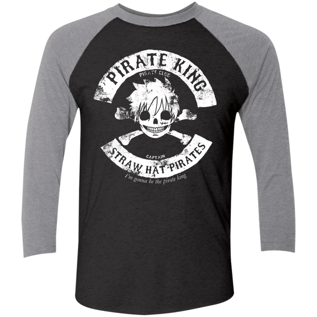 T-Shirts Vintage Black/Premium Heather / X-Small Pirate King Skull Men's Triblend 3/4 Sleeve