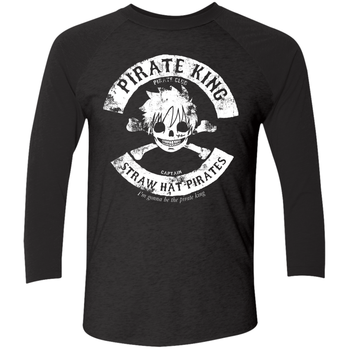 T-Shirts Vintage Black/Vintage Black / X-Small Pirate King Skull Men's Triblend 3/4 Sleeve