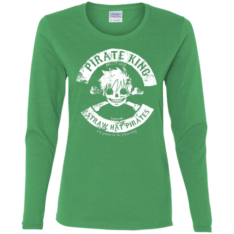 T-Shirts Irish Green / S Pirate King Skull Women's Long Sleeve T-Shirt
