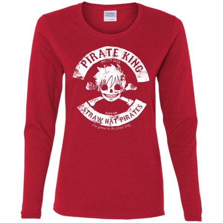 T-Shirts Red / S Pirate King Skull Women's Long Sleeve T-Shirt