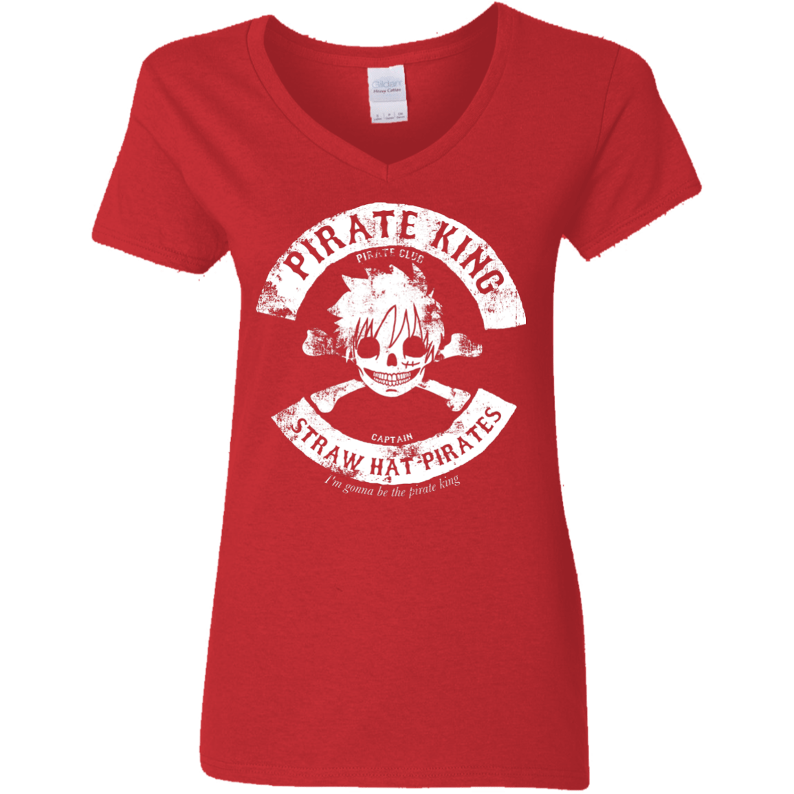 T-Shirts Red / S Pirate King Skull Women's V-Neck T-Shirt