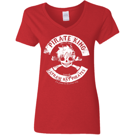 T-Shirts Red / S Pirate King Skull Women's V-Neck T-Shirt