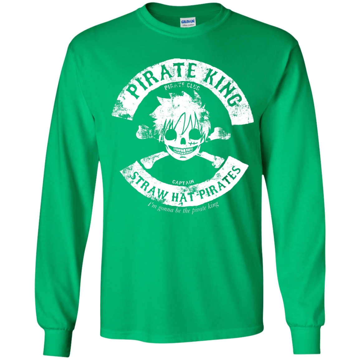 T-Shirts Irish Green / YS Pirate King Skull Youth Long Sleeve T-Shirt