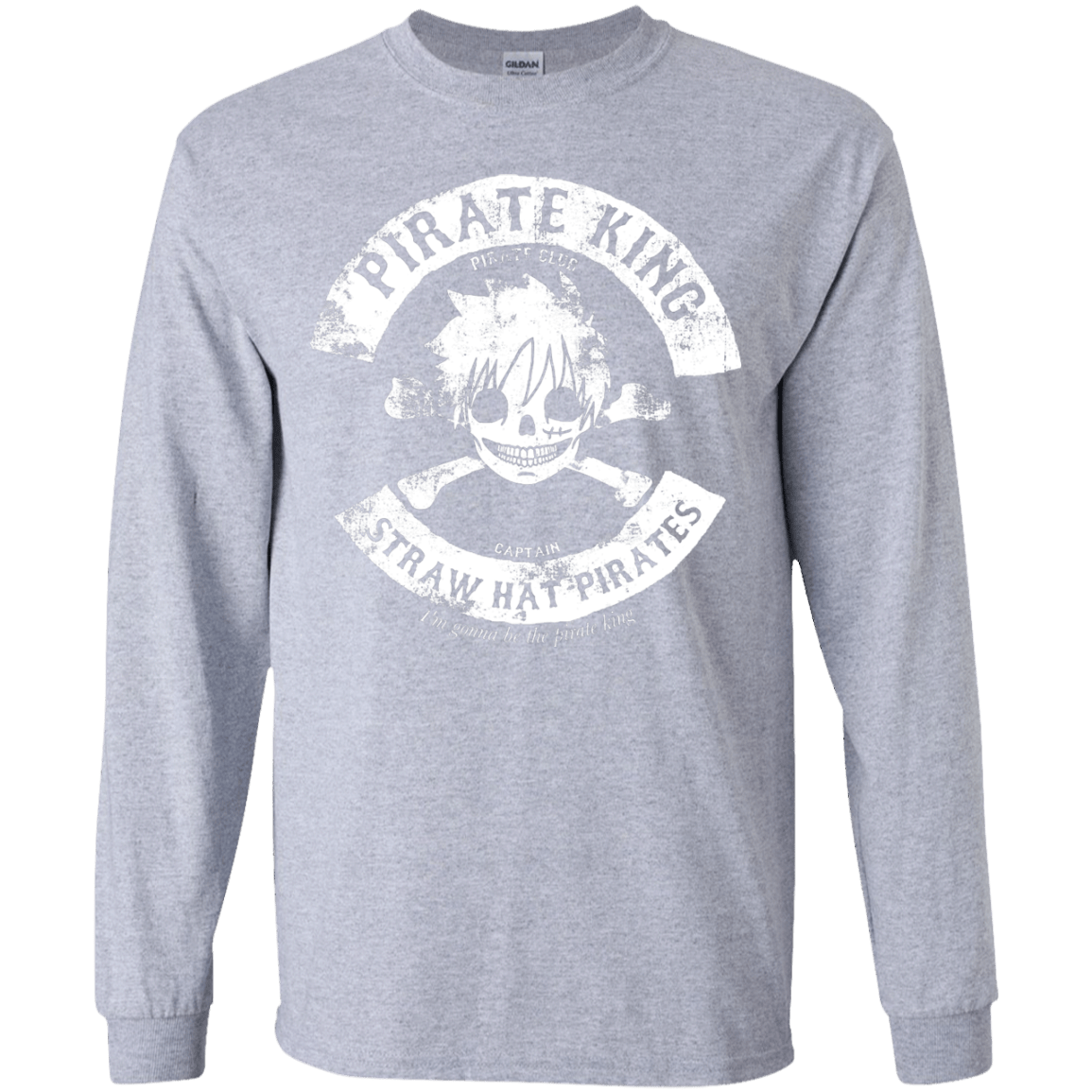 T-Shirts Sport Grey / YS Pirate King Skull Youth Long Sleeve T-Shirt