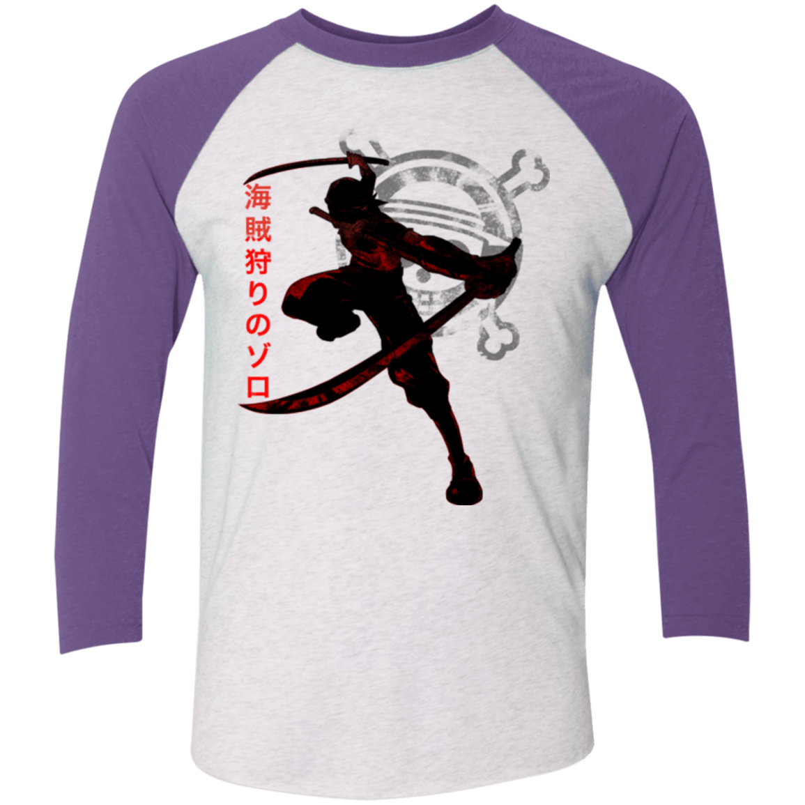 T-Shirts Heather White/Purple Rush / X-Small Pirate Slayer Men's Triblend 3/4 Sleeve