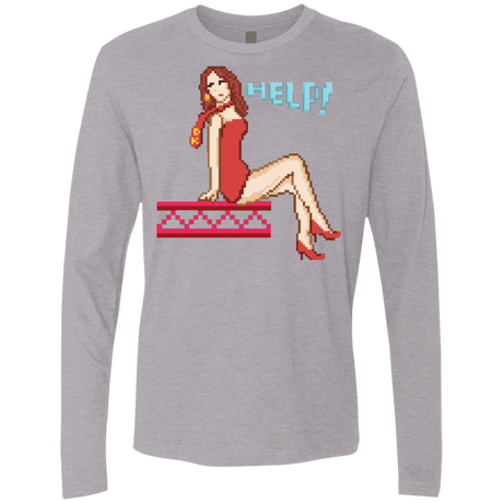 T-Shirts Heather Grey / Small Pixel Pinup Pauline Men's Premium Long Sleeve