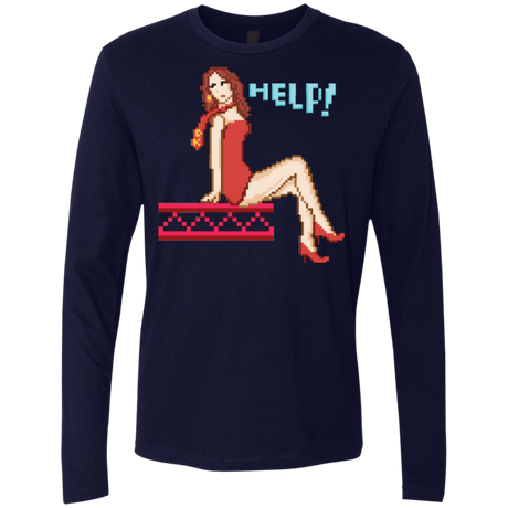 T-Shirts Midnight Navy / Small Pixel Pinup Pauline Men's Premium Long Sleeve