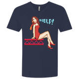T-Shirts Midnight Navy / X-Small Pixel Pinup Pauline Men's Premium V-Neck