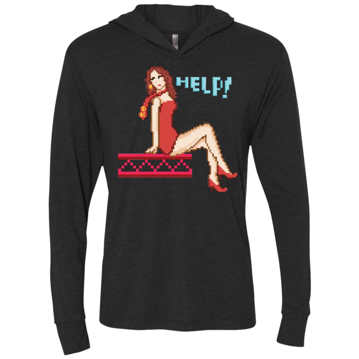 T-Shirts Vintage Black / X-Small Pixel Pinup Pauline Triblend Long Sleeve Hoodie Tee