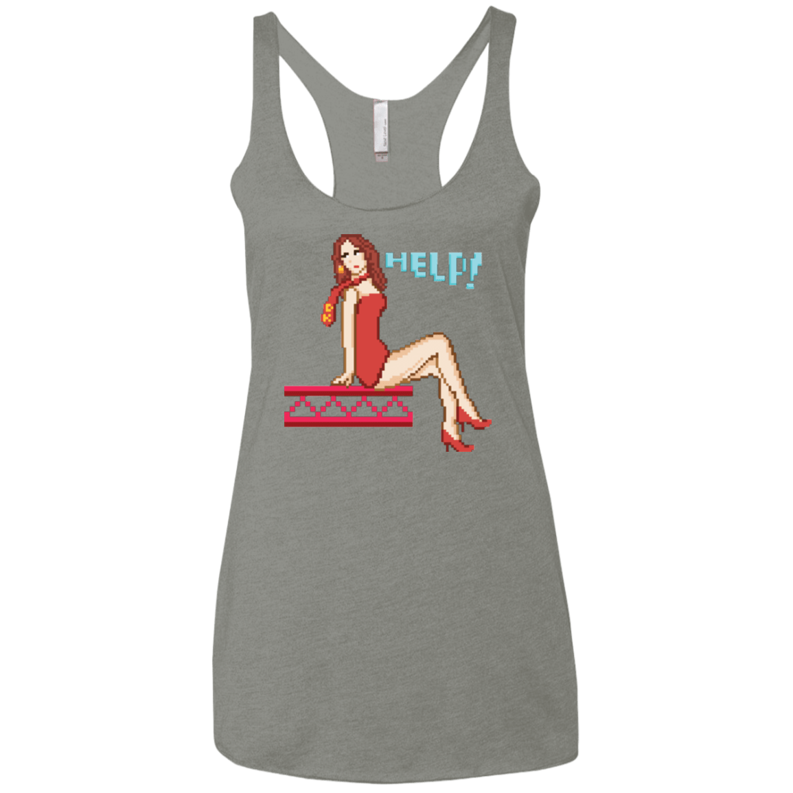T-Shirts Venetian Grey / X-Small Pixel Pinup Pauline Women's Triblend Racerback Tank