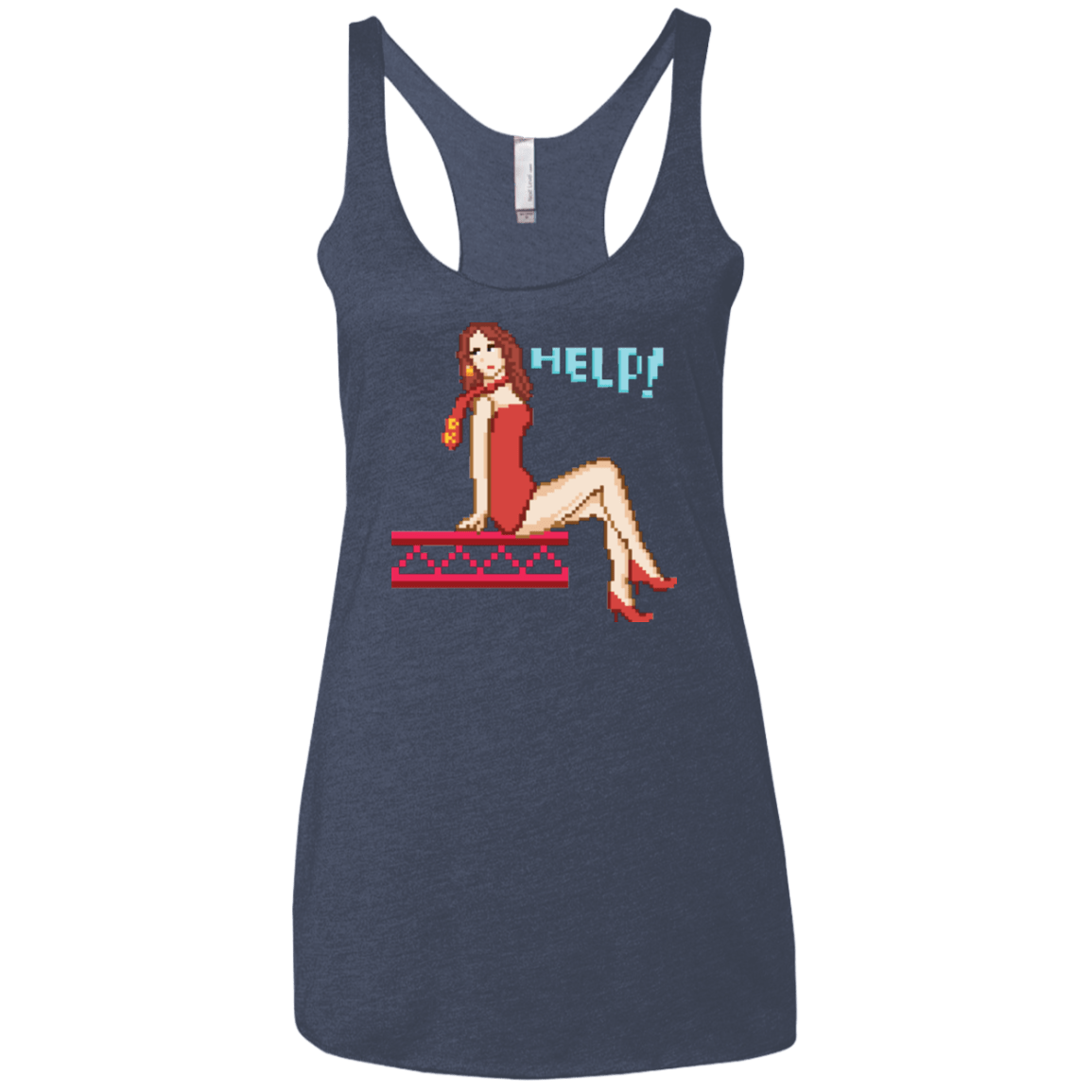 T-Shirts Vintage Navy / X-Small Pixel Pinup Pauline Women's Triblend Racerback Tank