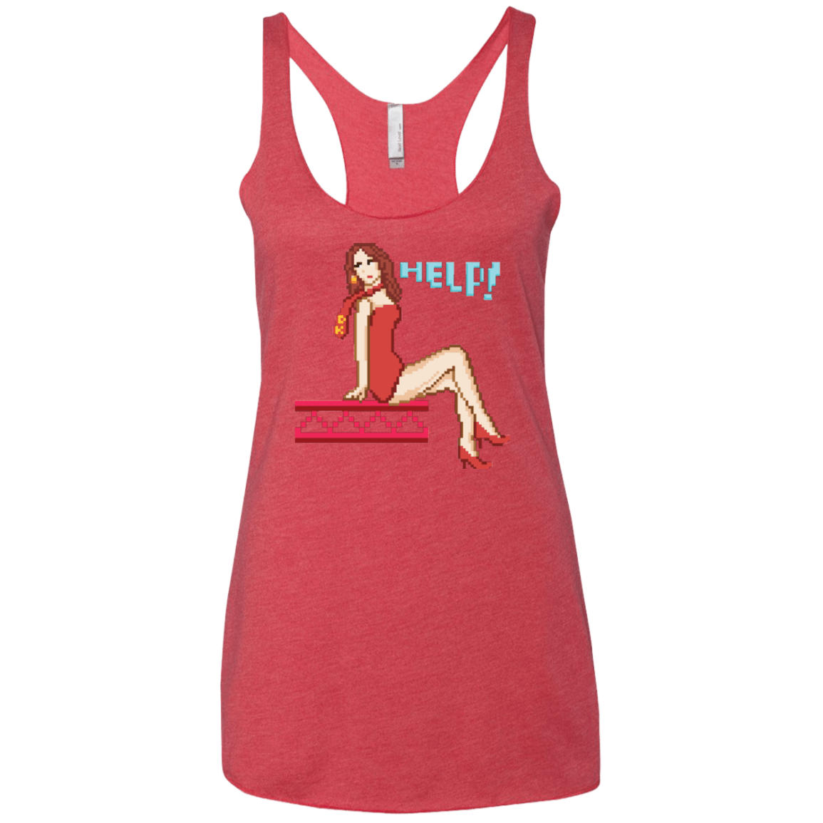 T-Shirts Vintage Red / X-Small Pixel Pinup Pauline Women's Triblend Racerback Tank