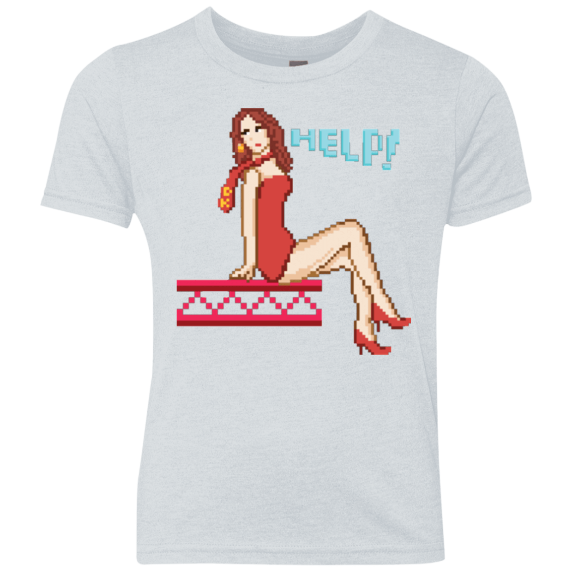 T-Shirts Heather White / YXS Pixel Pinup Pauline Youth Triblend T-Shirt