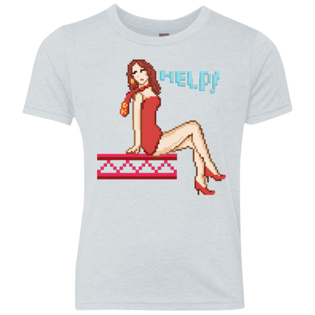 T-Shirts Heather White / YXS Pixel Pinup Pauline Youth Triblend T-Shirt