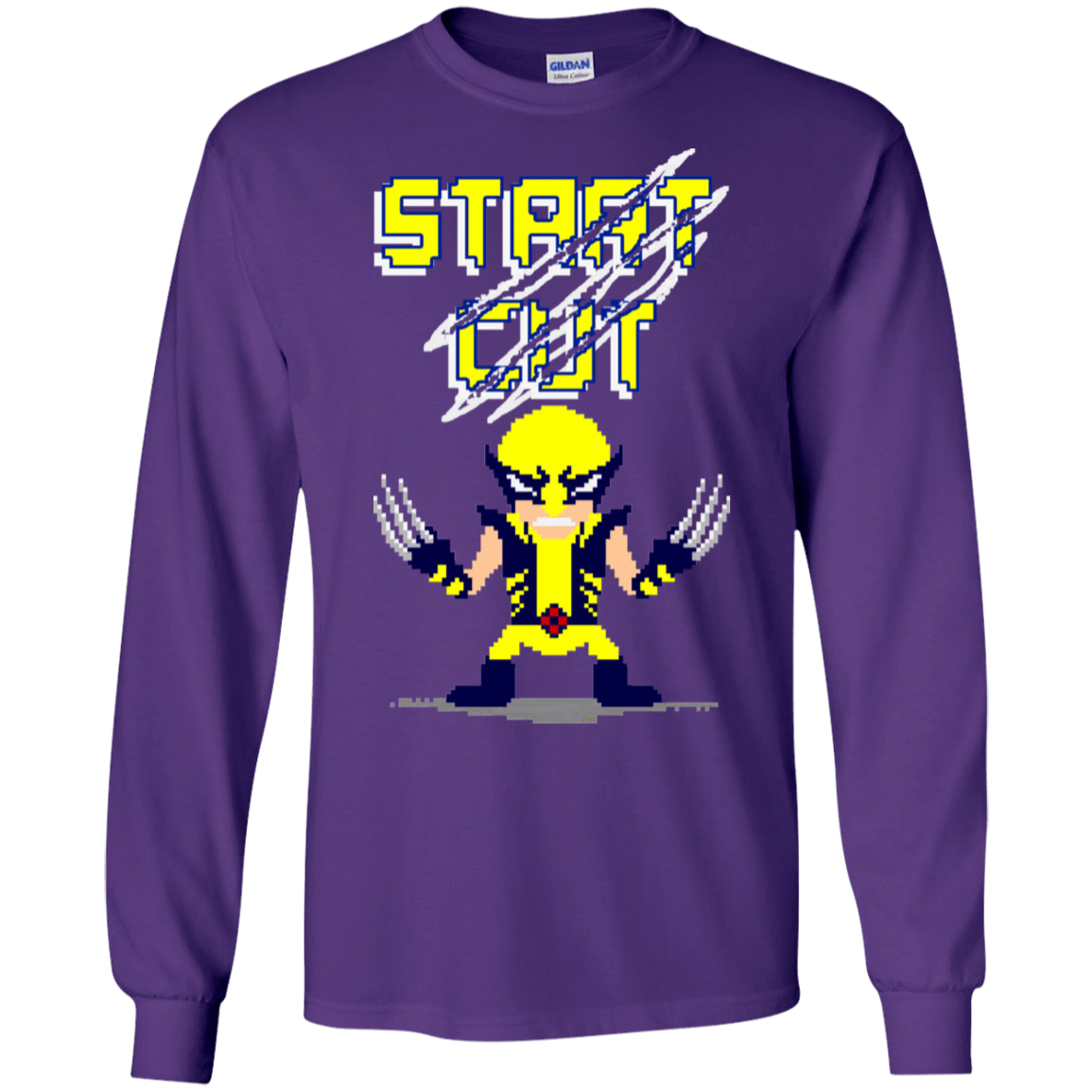T-Shirts Purple / S Pixel Wolf Men's Long Sleeve T-Shirt