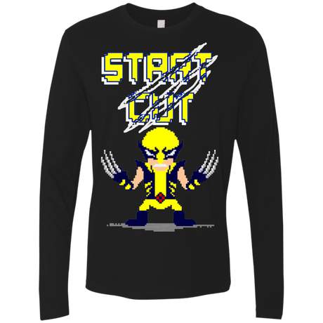 T-Shirts Black / S Pixel Wolf Men's Premium Long Sleeve