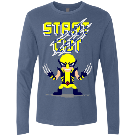 T-Shirts Indigo / S Pixel Wolf Men's Premium Long Sleeve