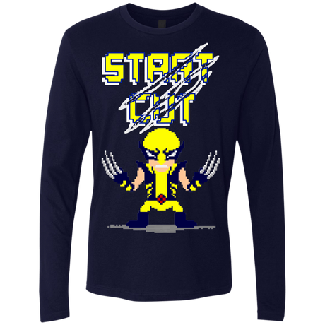 T-Shirts Midnight Navy / S Pixel Wolf Men's Premium Long Sleeve