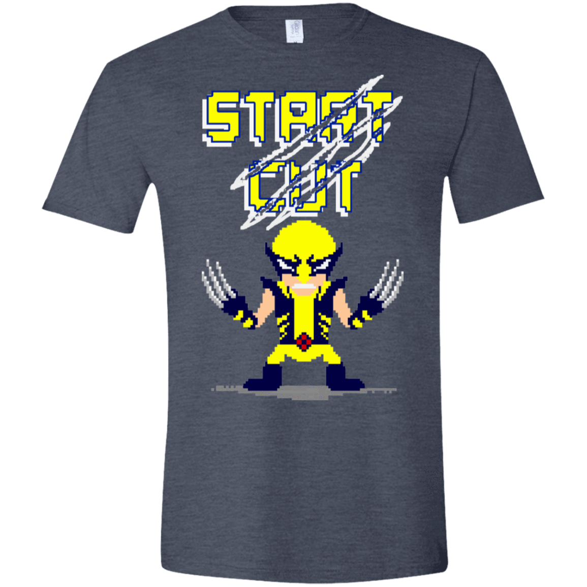 T-Shirts Heather Navy / S Pixel Wolf Men's Semi-Fitted Softstyle