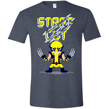 T-Shirts Heather Navy / S Pixel Wolf Men's Semi-Fitted Softstyle