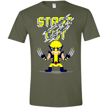 T-Shirts Military Green / S Pixel Wolf Men's Semi-Fitted Softstyle