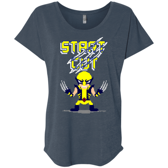 T-Shirts Indigo / X-Small Pixel Wolf Triblend Dolman Sleeve