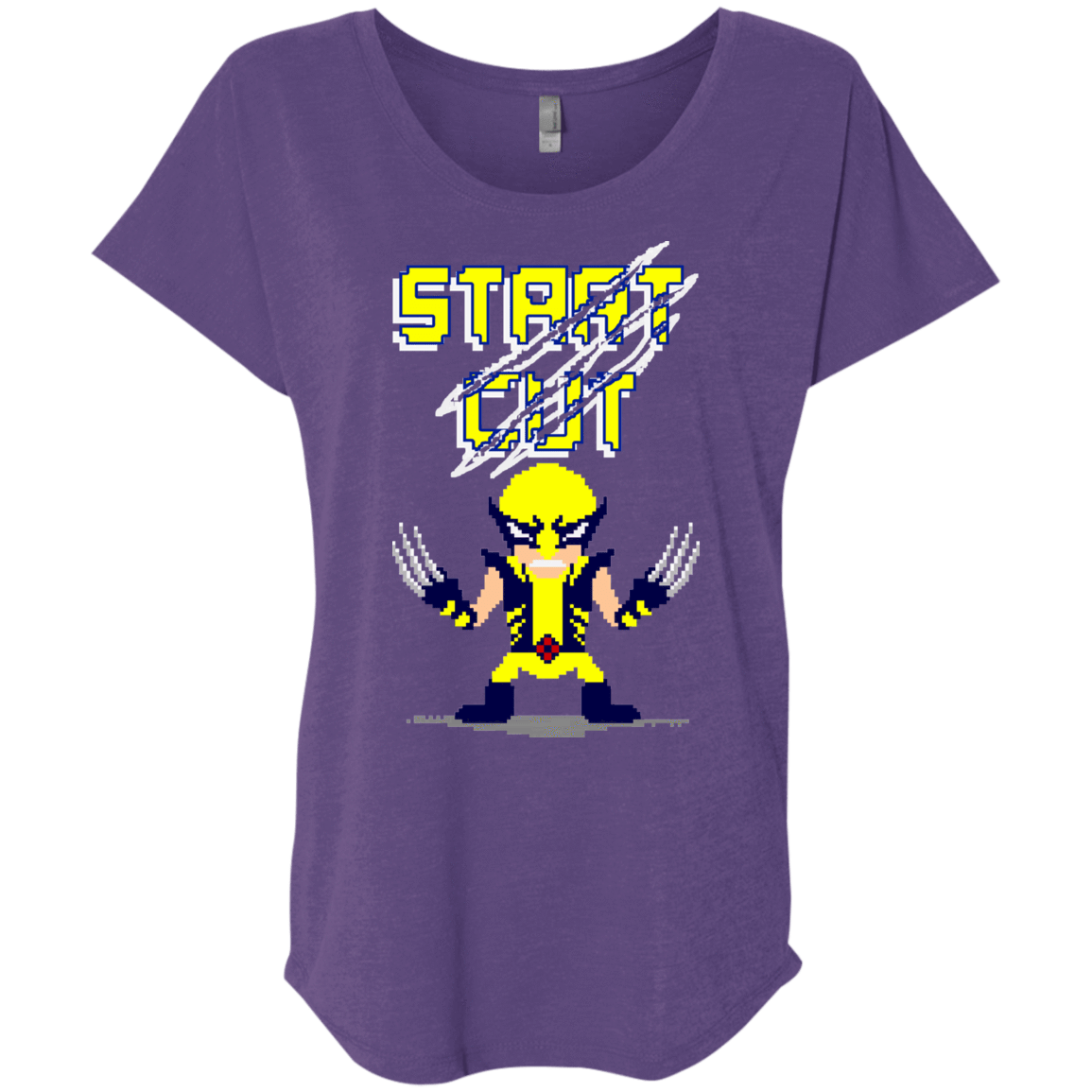 T-Shirts Purple Rush / X-Small Pixel Wolf Triblend Dolman Sleeve