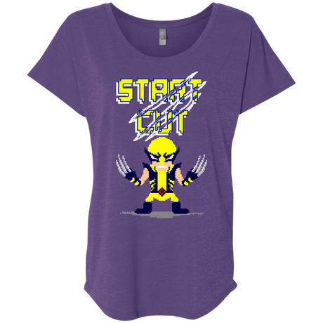 T-Shirts Purple Rush / X-Small Pixel Wolf Triblend Dolman Sleeve