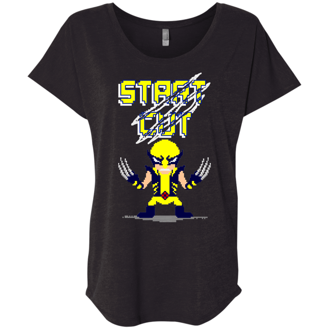 T-Shirts Vintage Black / X-Small Pixel Wolf Triblend Dolman Sleeve