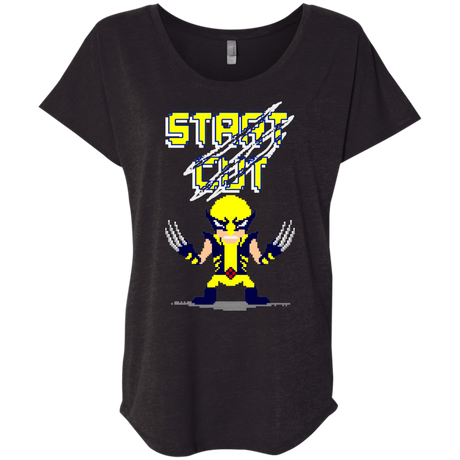 T-Shirts Vintage Black / X-Small Pixel Wolf Triblend Dolman Sleeve