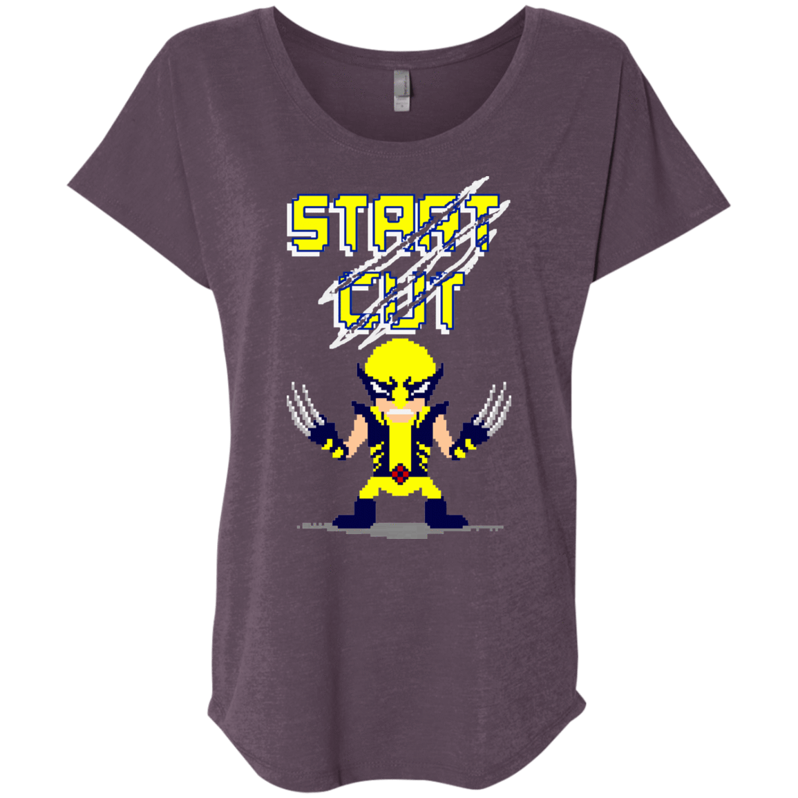 T-Shirts Vintage Purple / X-Small Pixel Wolf Triblend Dolman Sleeve