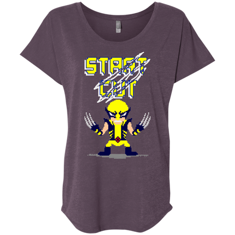 T-Shirts Vintage Purple / X-Small Pixel Wolf Triblend Dolman Sleeve