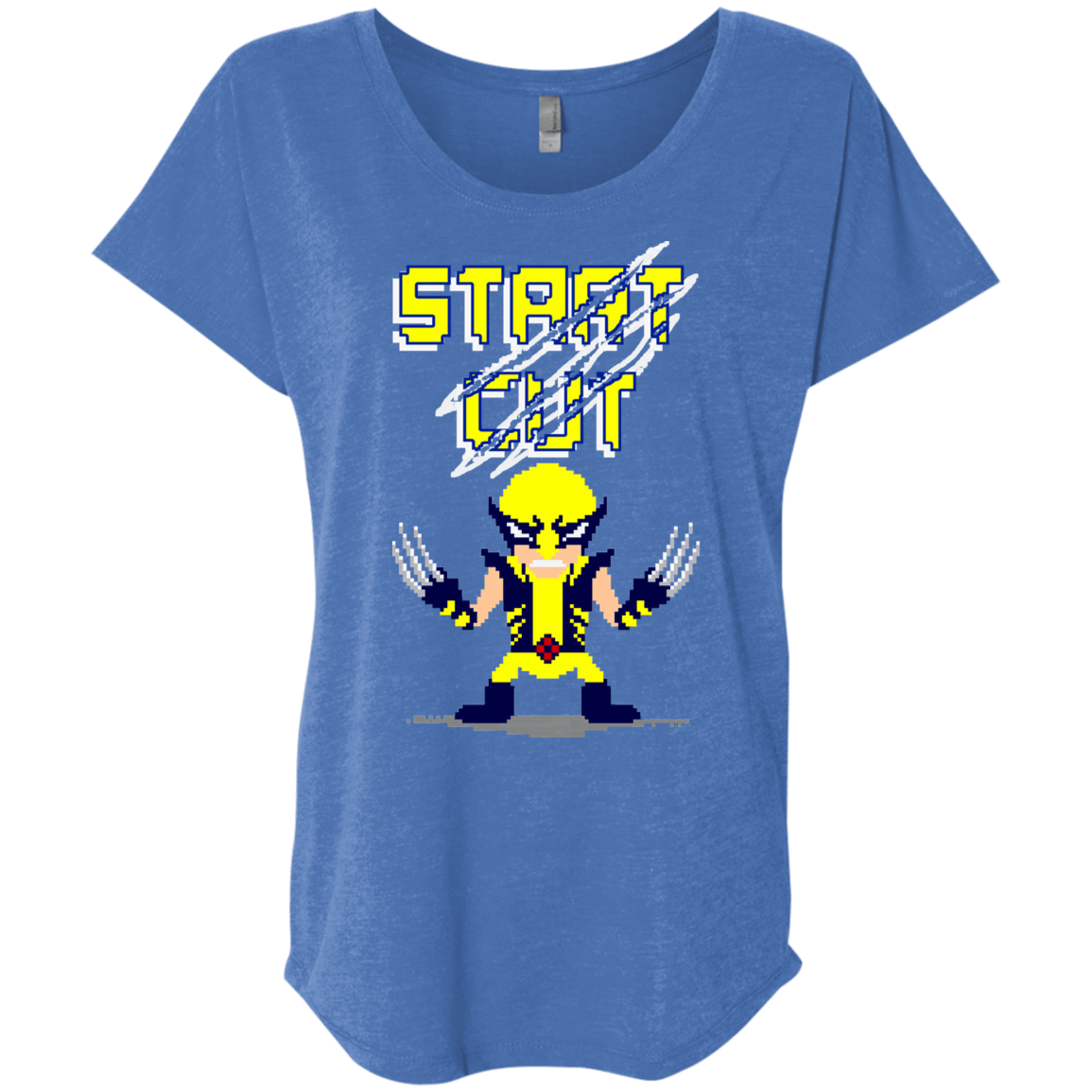 T-Shirts Vintage Royal / X-Small Pixel Wolf Triblend Dolman Sleeve